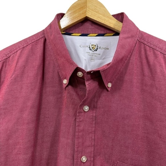 Men's Club Room Maroon Red Button Down Casual Dress Shirt, XXL - Picture 2 of 6